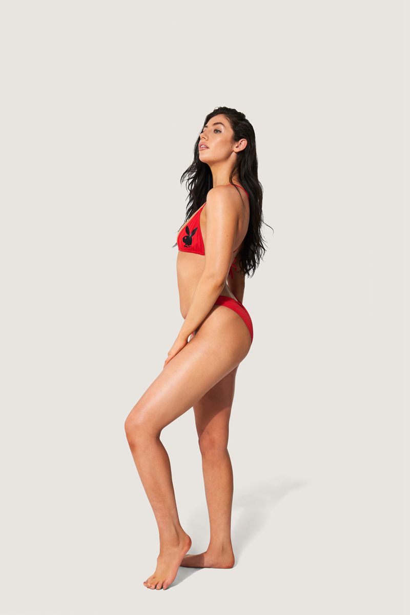 Playboy Scrunch Bunny Bikini Women's Swimwear Red | 349627TPK