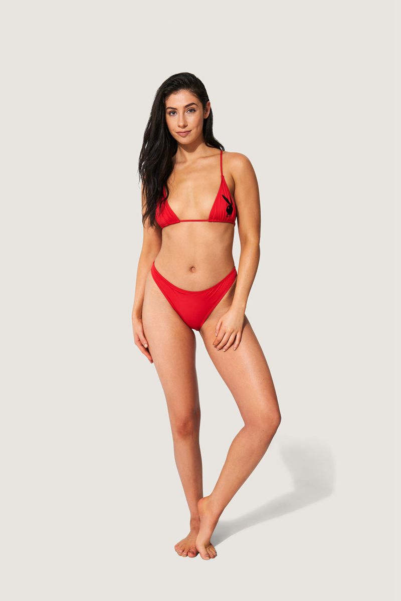 Playboy Scrunch Bunny Bikini Women's Swimwear Red | 349627TPK