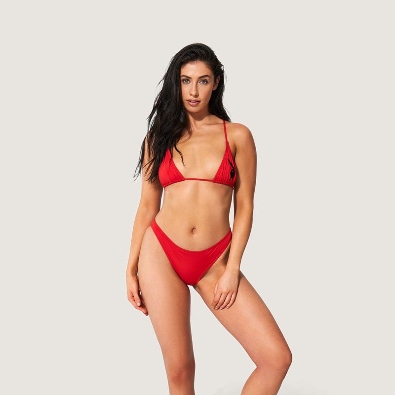 Playboy Scrunch Bunny Bikini Women\'s Swimwear Red | 349627TPK