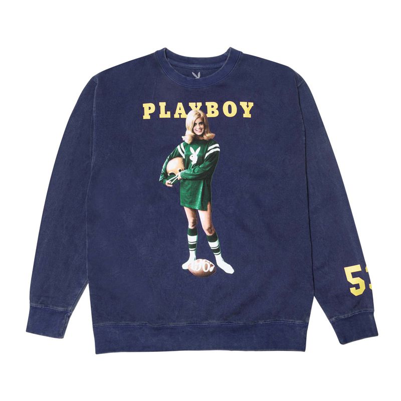 Playboy September 1967 Cover Crewneck Men's Hoodie Navy | 107246QKT