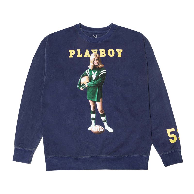 Playboy September 1967 Cover Crewneck Men\'s Hoodie Navy | 107246QKT