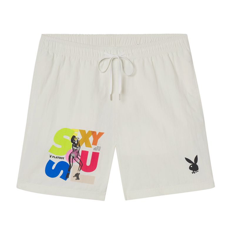 Playboy Soul Nylon Men's Shorts White | 840356TKH