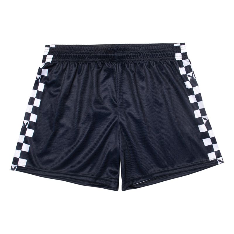 Playboy Speed Racer Mesh Men's Shorts Black / White | 328940MBN