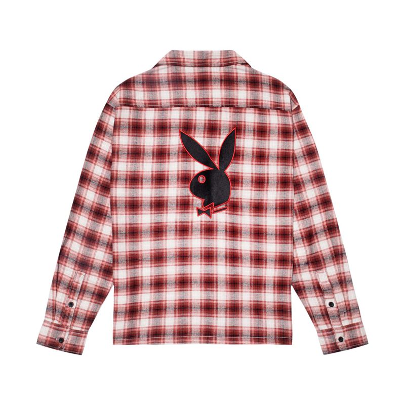 Playboy State Line Flannel Men's Shirts Red | 684723ESP