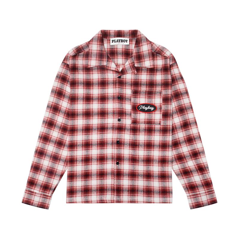 Playboy State Line Flannel Men\'s Shirts Red | 684723ESP