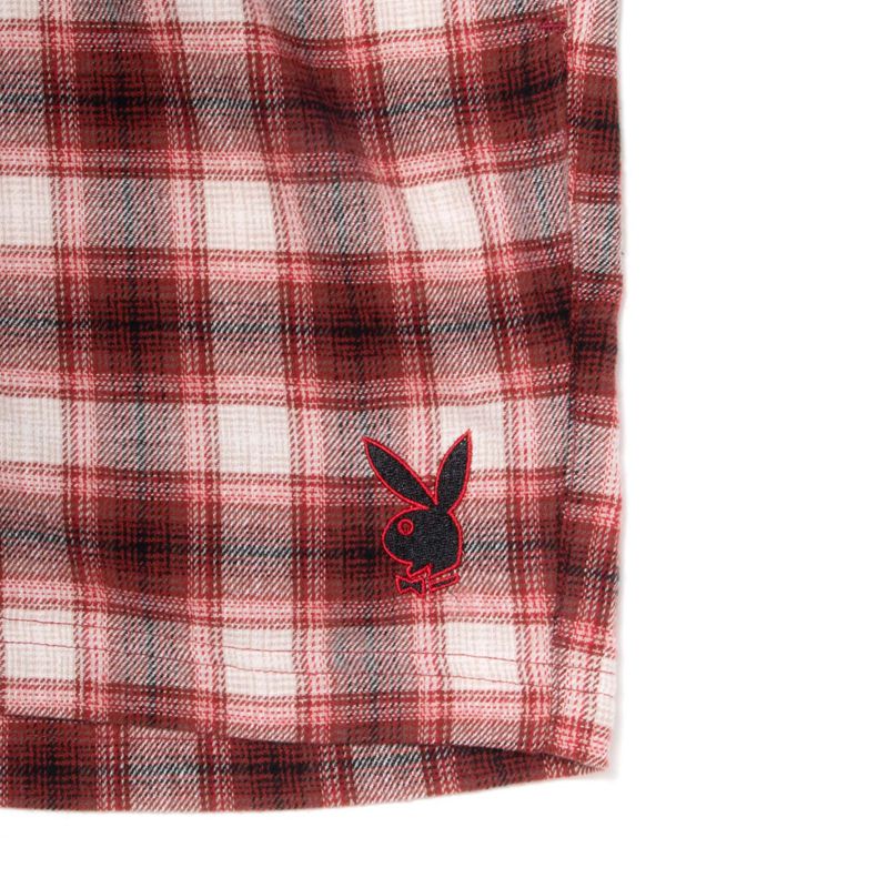 Playboy State Line Flannel Men's Shorts Red | 641078QBU