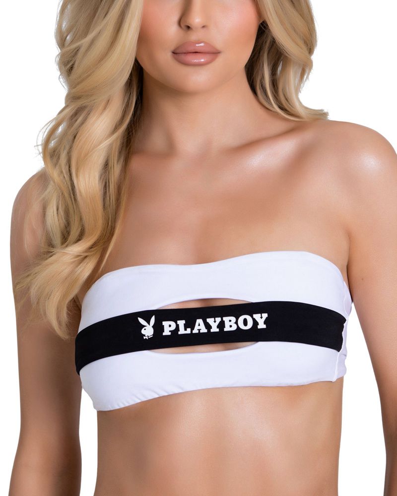 Playboy Strappy Masthead Bikini Women's Swimwear Black | 350847GXO