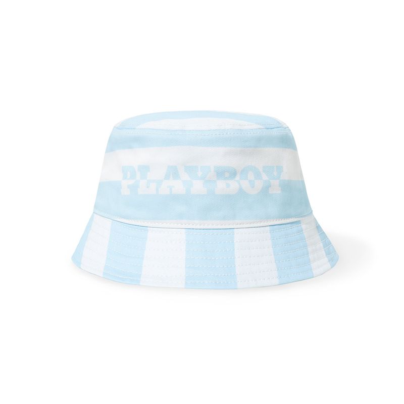 Playboy Stripe Vip Club Bucket Women\'s Hats White / Blue | 562034DBJ