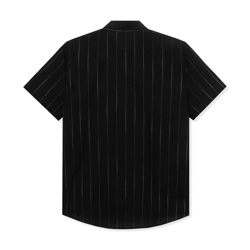 Playboy Striped Button Down Camp Men's Shirts Black | 241097KUF