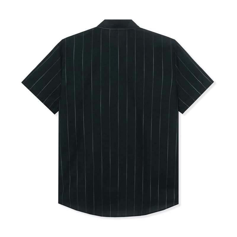 Playboy Striped Button Down Camp Men's Shirts Black | 241097KUF