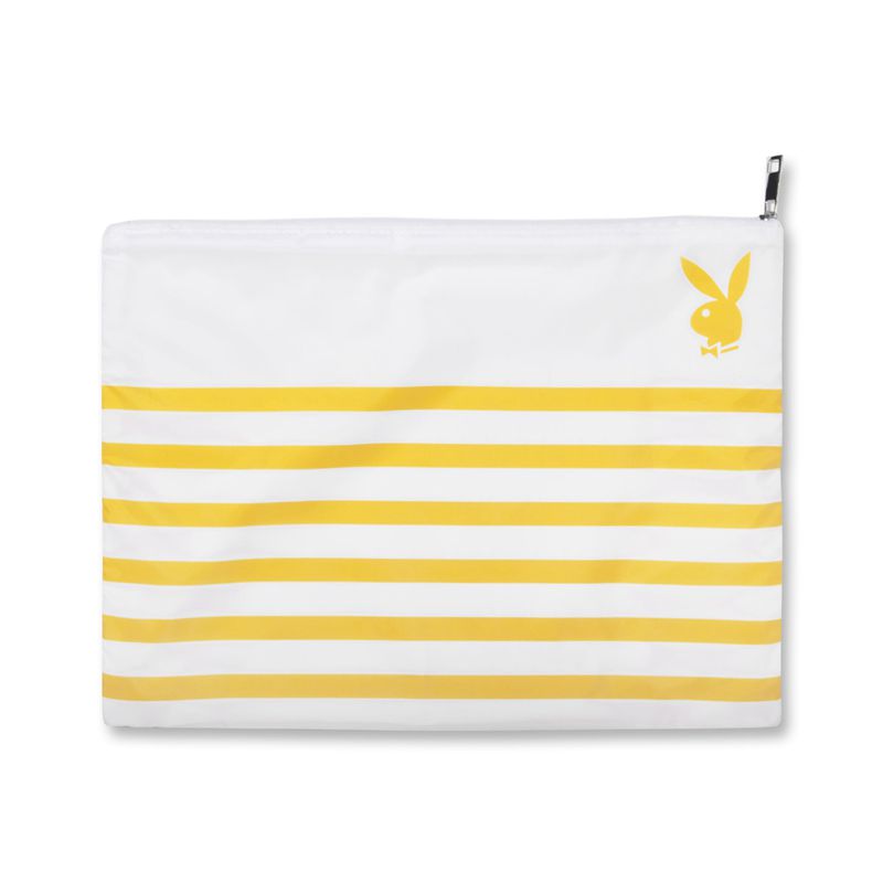 Playboy Striped Waterproof Beach Pouch Women's Swimwear Yellow | 740938NFE