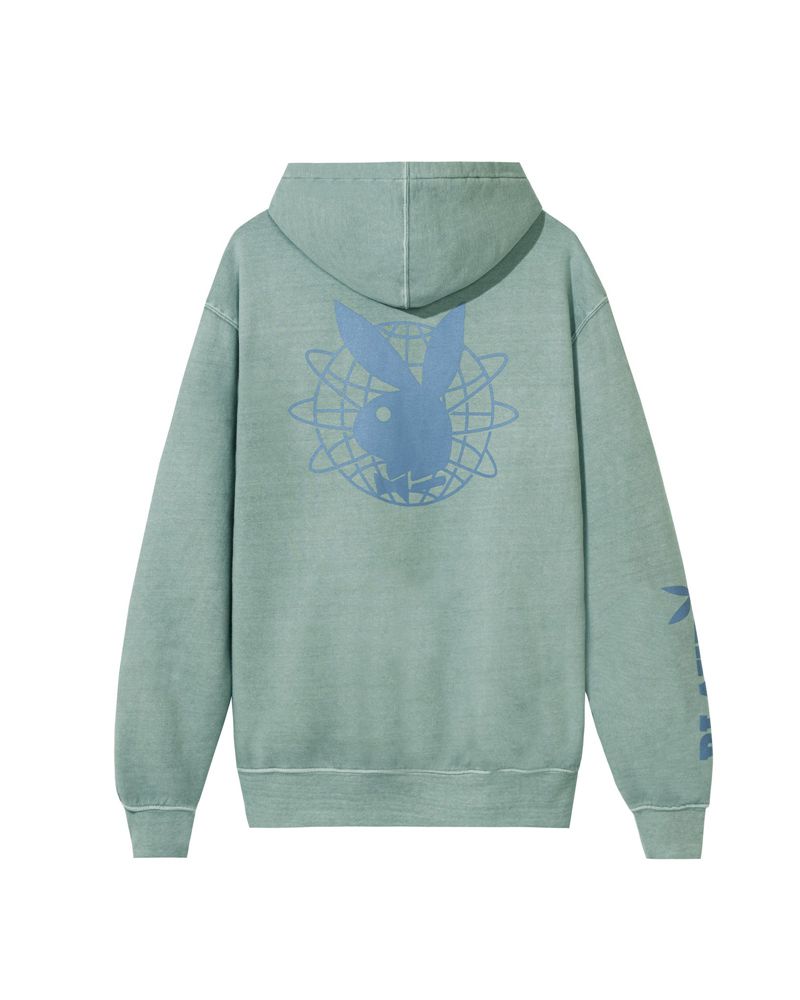 Playboy Sun Washed Plby Men's Hoodie Green | 942305EIF