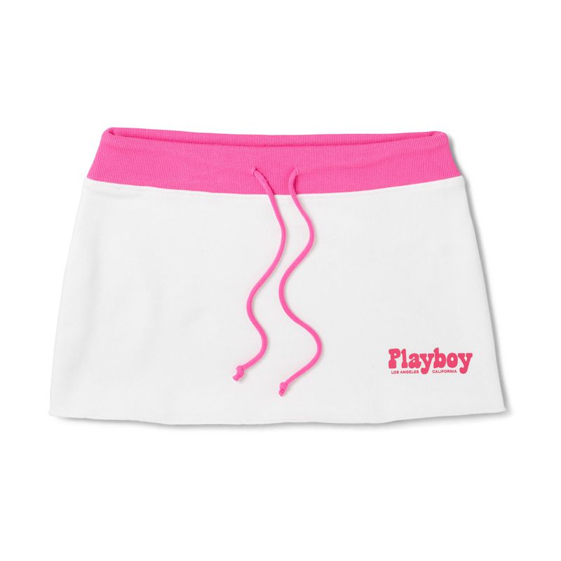 Playboy Sunrise Drawstring Mini Women\'s Skirts White / Purple | 619503OZV