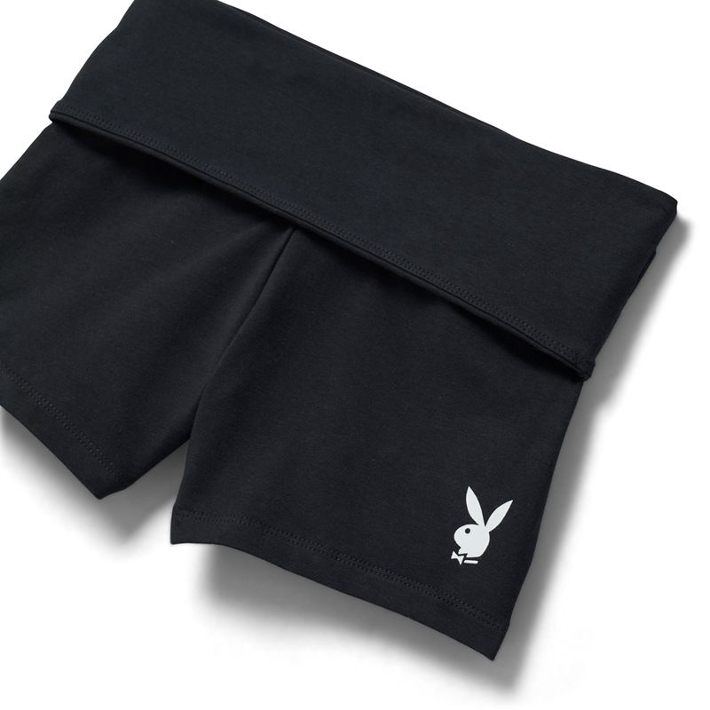 Playboy Sunset Fold-Overs Women's Shorts Black | 180694JVG