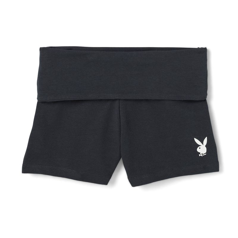 Playboy Sunset Fold-Overs Women\'s Shorts Black | 180694JVG