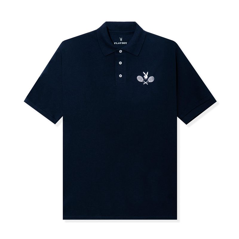 Playboy Tennis Club Polo Men's Shirts Black | 523147TJS