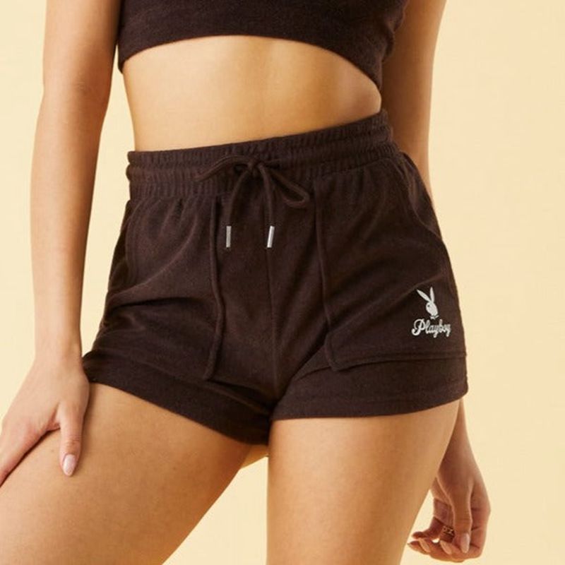 Playboy Terry Women's Shorts Brown | 593062QJH