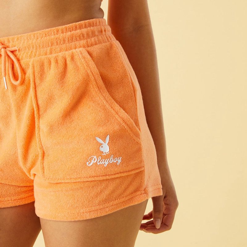 Playboy Terry Women's Shorts Brown | 593062QJH