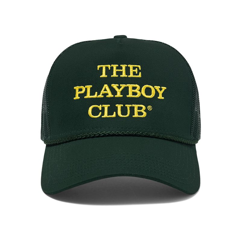 Playboy The Club Trucker Men's Hats Black / Yellow | 812357THG