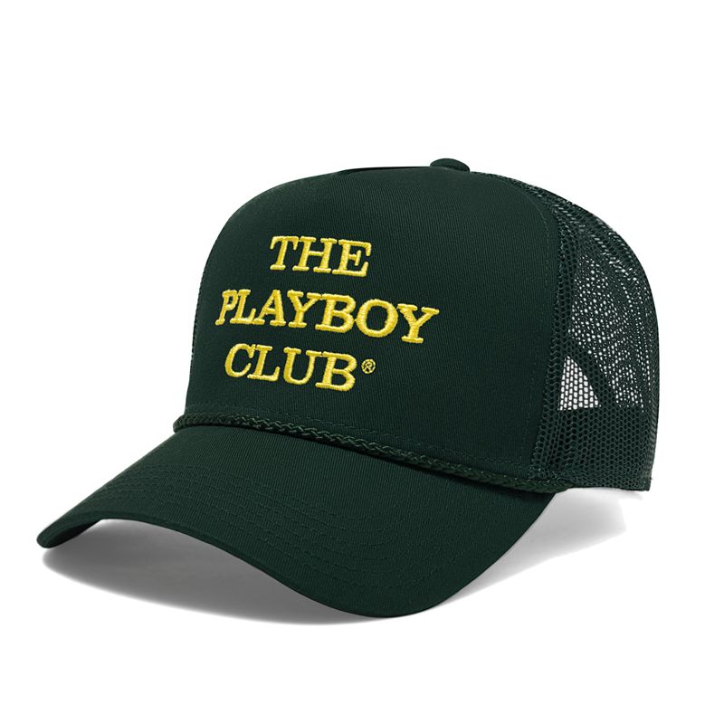 Playboy The Club Trucker Men's Hats Black / Yellow | 812357THG