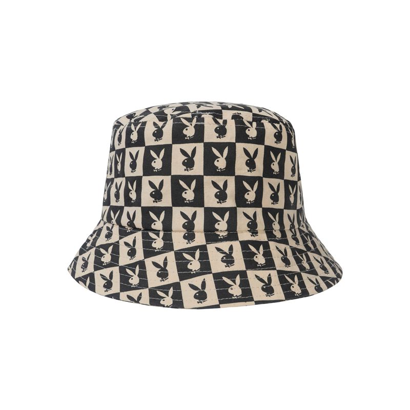 Playboy Tile Print Bucket Men\'s Hats Black | 543718YVF