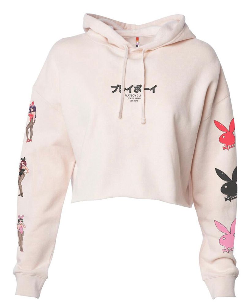 Playboy Tokyo Club Bunny Women\'s Hoodie White | 457836WXQ