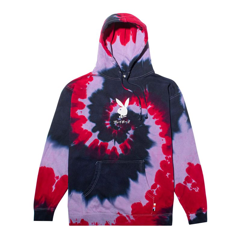 Playboy Tokyo Club Tie-Dye Women\'s Hoodie Red | 762918UZV