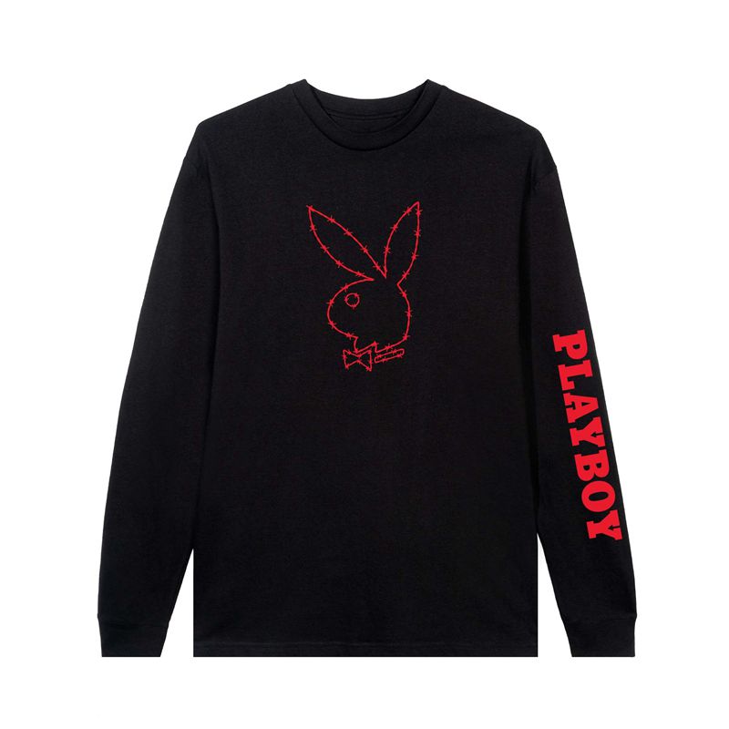 Playboy Tough Love Rabbit Head Long Sleeve Men's Shirts Black | 369728YSM