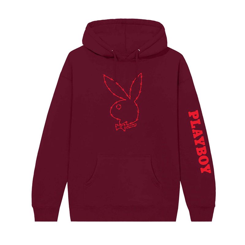 Playboy Tough Love Rabbit Head Men's Hoodie Beige / Red | 263584ZSU