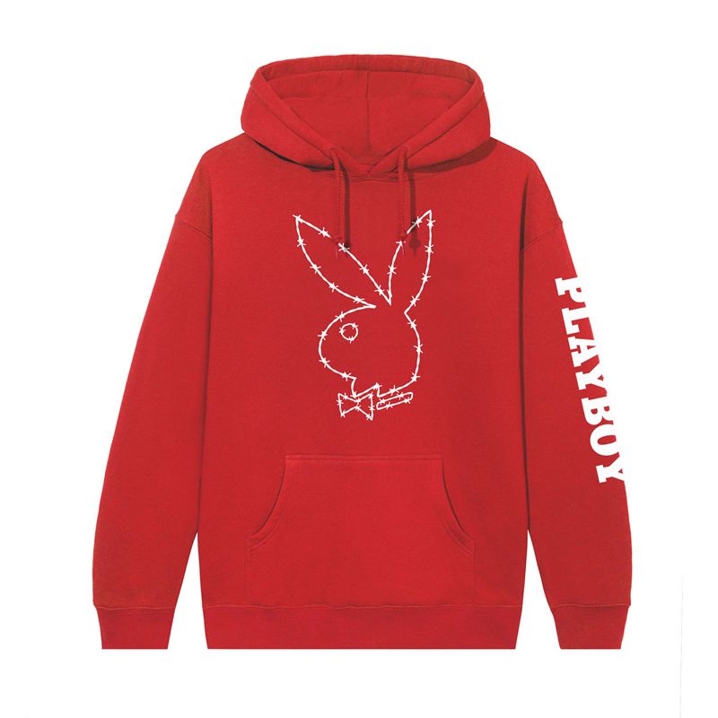 Playboy Tough Love Rabbit Head Men's Hoodie Beige / Red | 263584ZSU