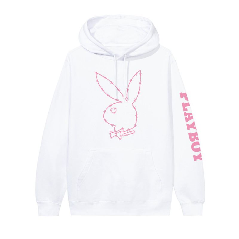 Playboy Tough Love Rabbit Head Men's Hoodie Beige / Red | 263584ZSU