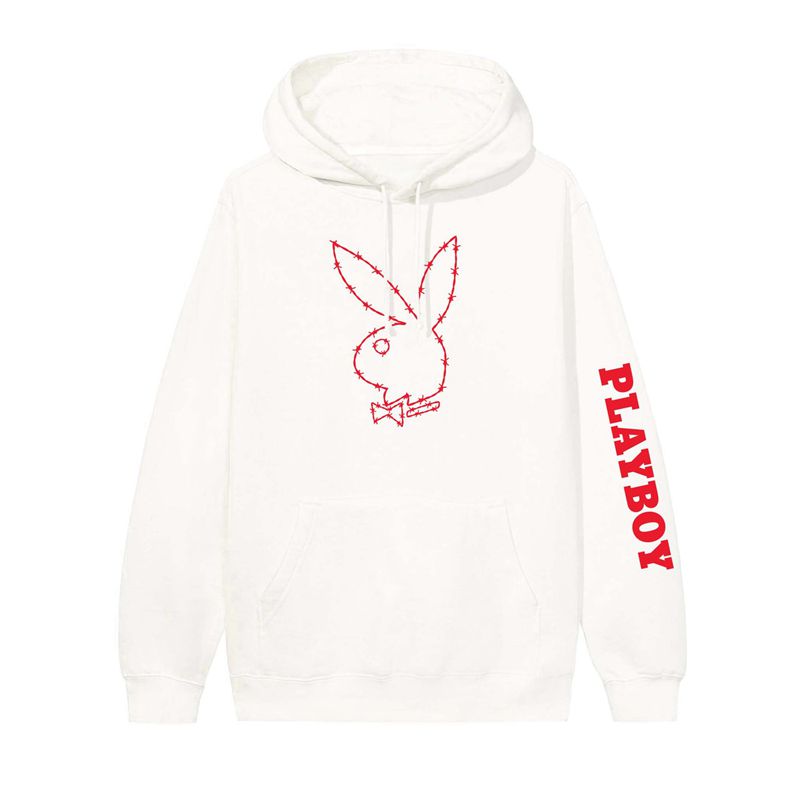 Playboy Tough Love Rabbit Head Men\'s Hoodie Beige / Red | 263584ZSU