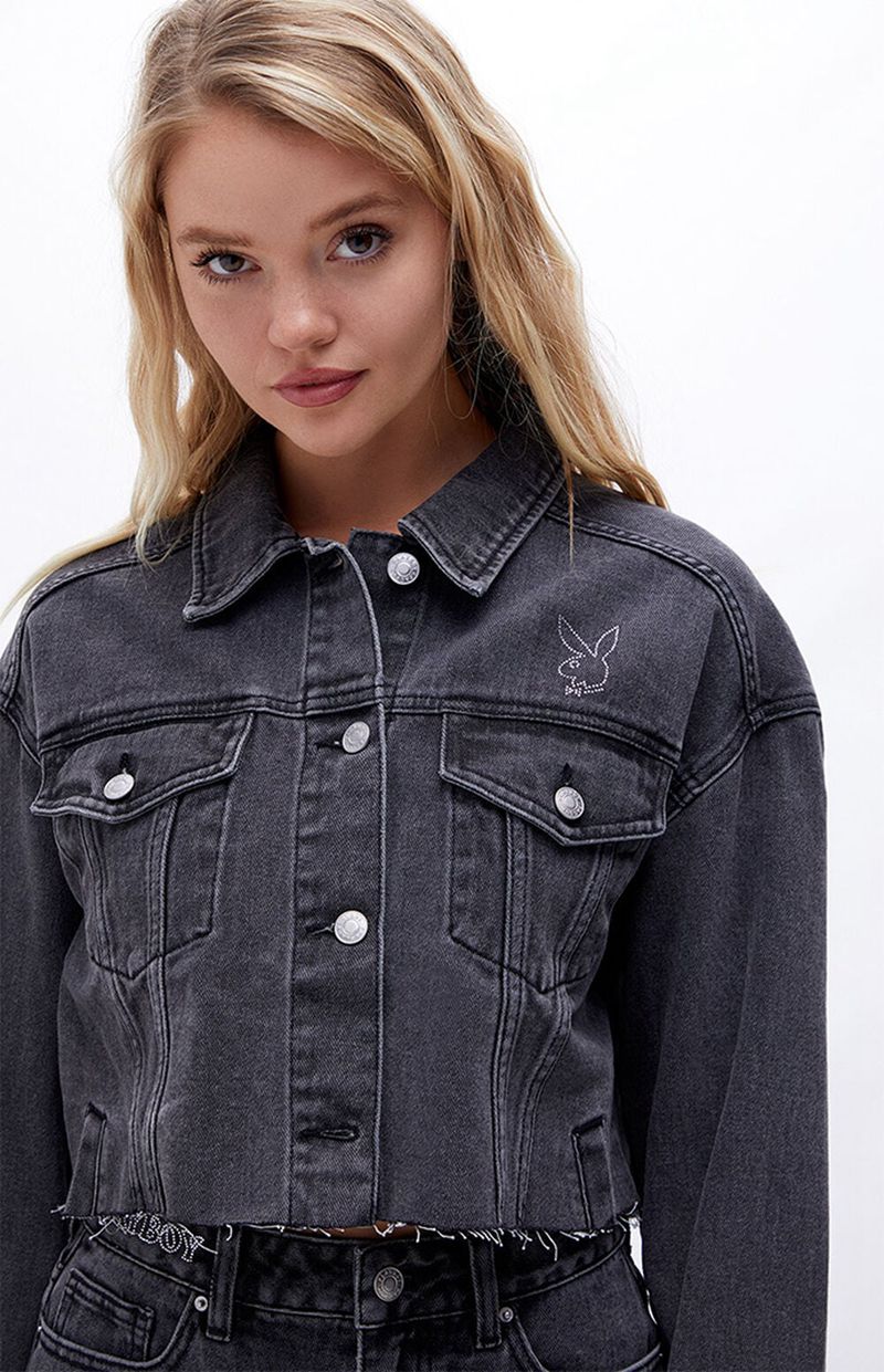 Playboy Trucker Women's Jackets Grey | 695247KNY