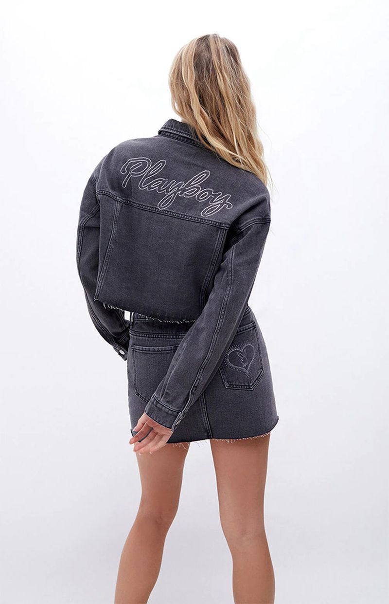 Playboy Trucker Women's Jackets Grey | 695247KNY