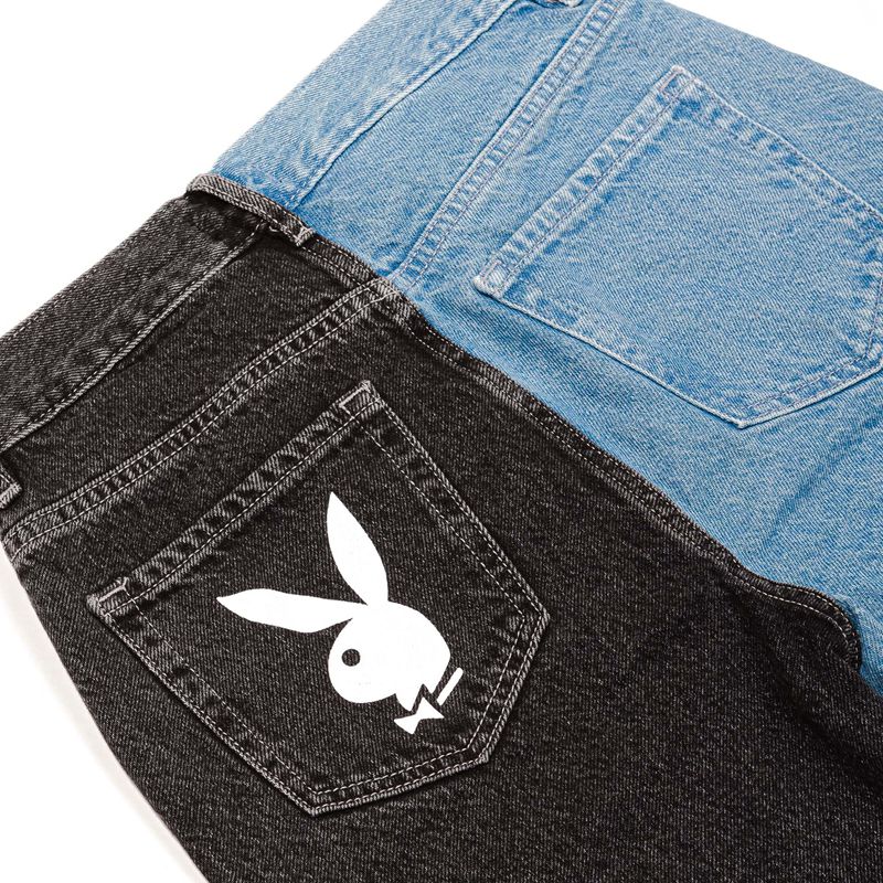 Playboy Two-Tone Ultra High Waisted Slim Fit Women's Jeans Blue / Black | 354178VYM