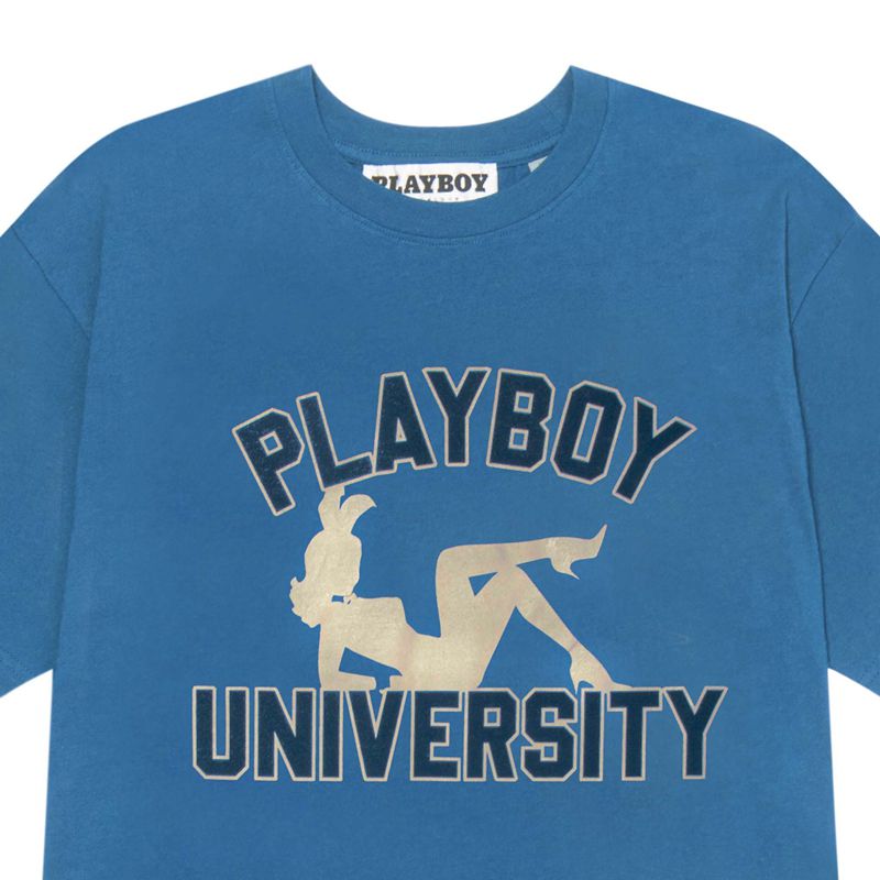 Playboy University Men's Shirts Blue | 120456APQ