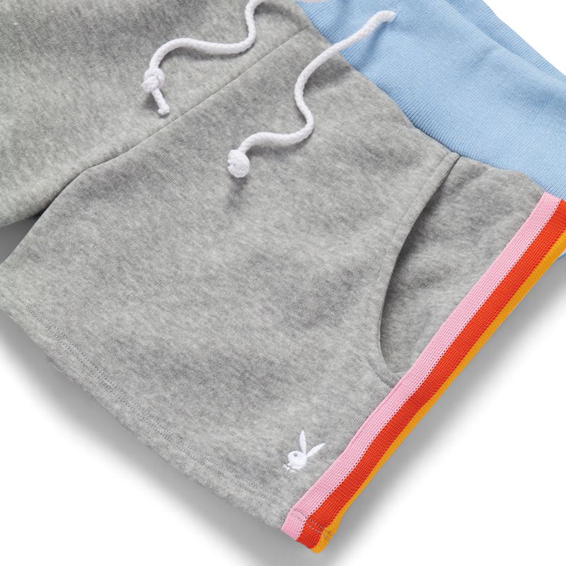 Playboy Warmups Women's Shorts Grey / Blue | 843507ECK