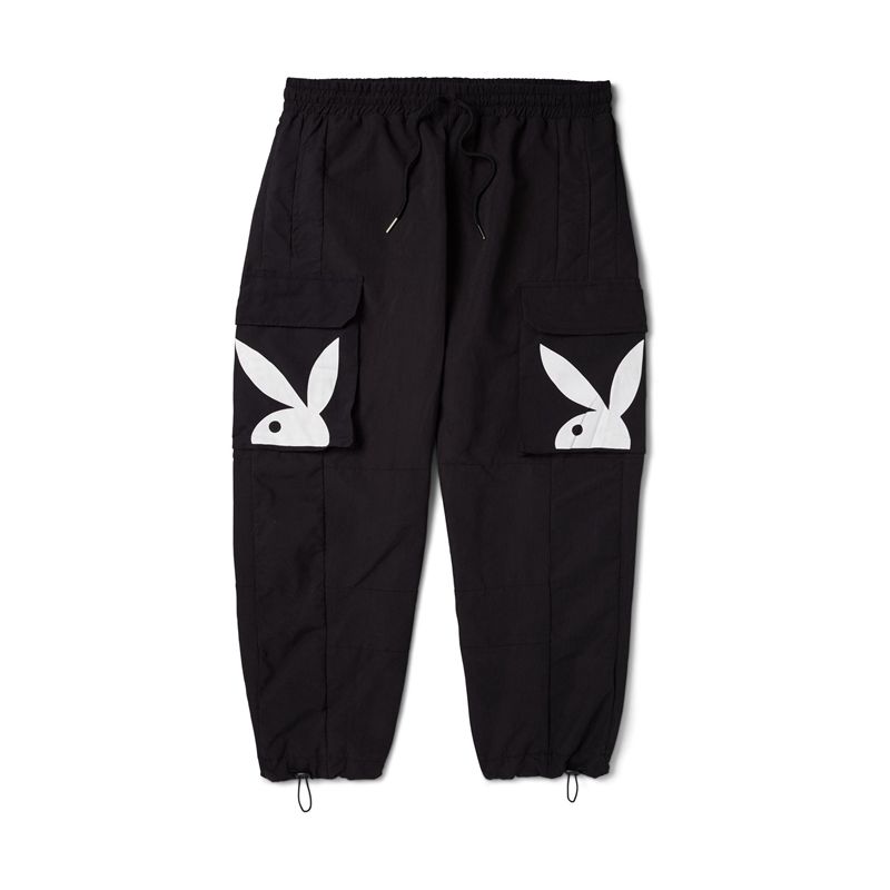 Playboy Windbreakers Men's Pants Black | 038275VBT