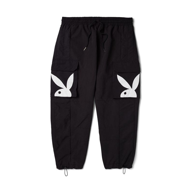 Playboy Windbreakers Men\'s Pants Black | 038275VBT