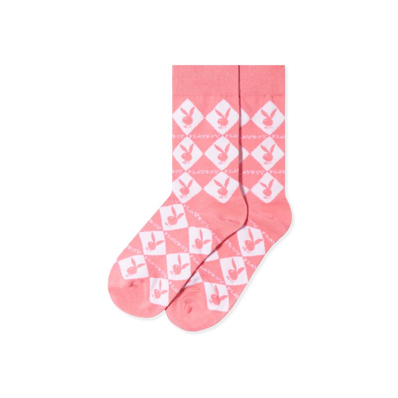 Playboy Women S Rabbit Head Argyle Socks Women's Loungewear Black | 920153LWC