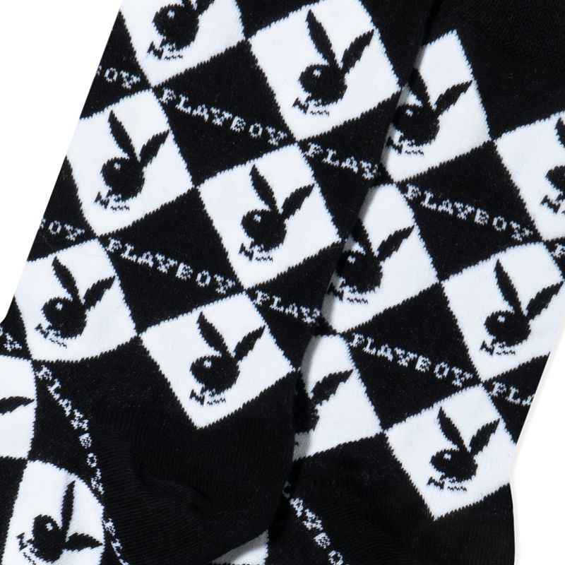 Playboy Women S Rabbit Head Argyle Socks Women's Loungewear Black | 920153LWC