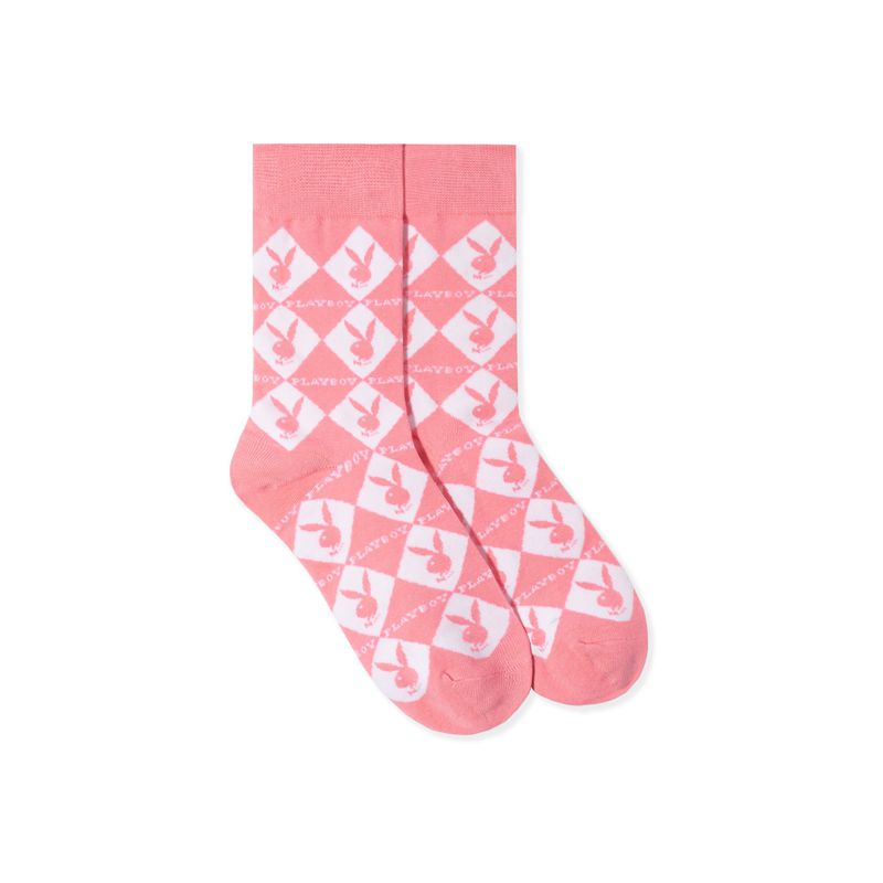 Playboy Women S Rabbit Head Argyle Socks Women's Loungewear Black | 920153LWC