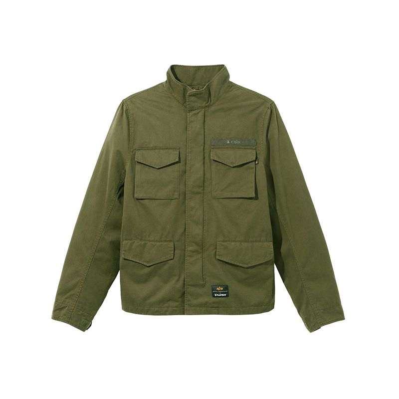 Playboy X Alpha Industries Field Jacket Men's Jackets Green | 218674CDJ