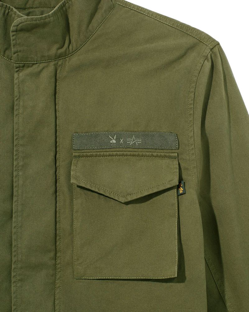 Playboy X Alpha Industries Field Jacket Men's Jackets Green | 218674CDJ