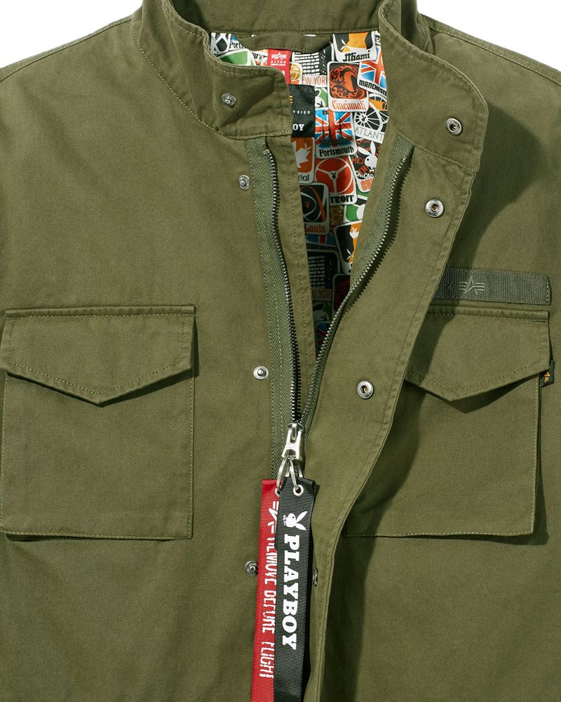 Playboy X Alpha Industries Field Jacket Men's Jackets Green | 218674CDJ