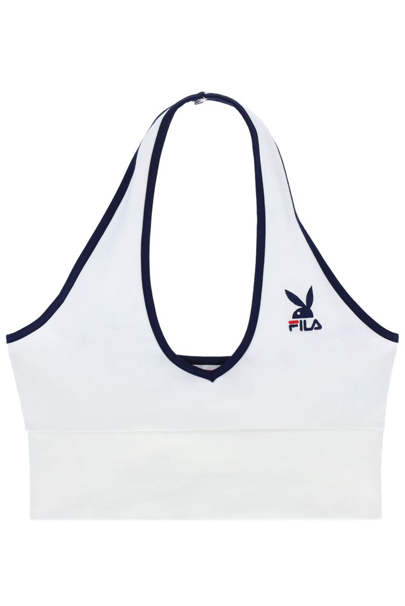 Playboy X Fila Madeline Halter Women\'s Tank White | 172406ZCJ