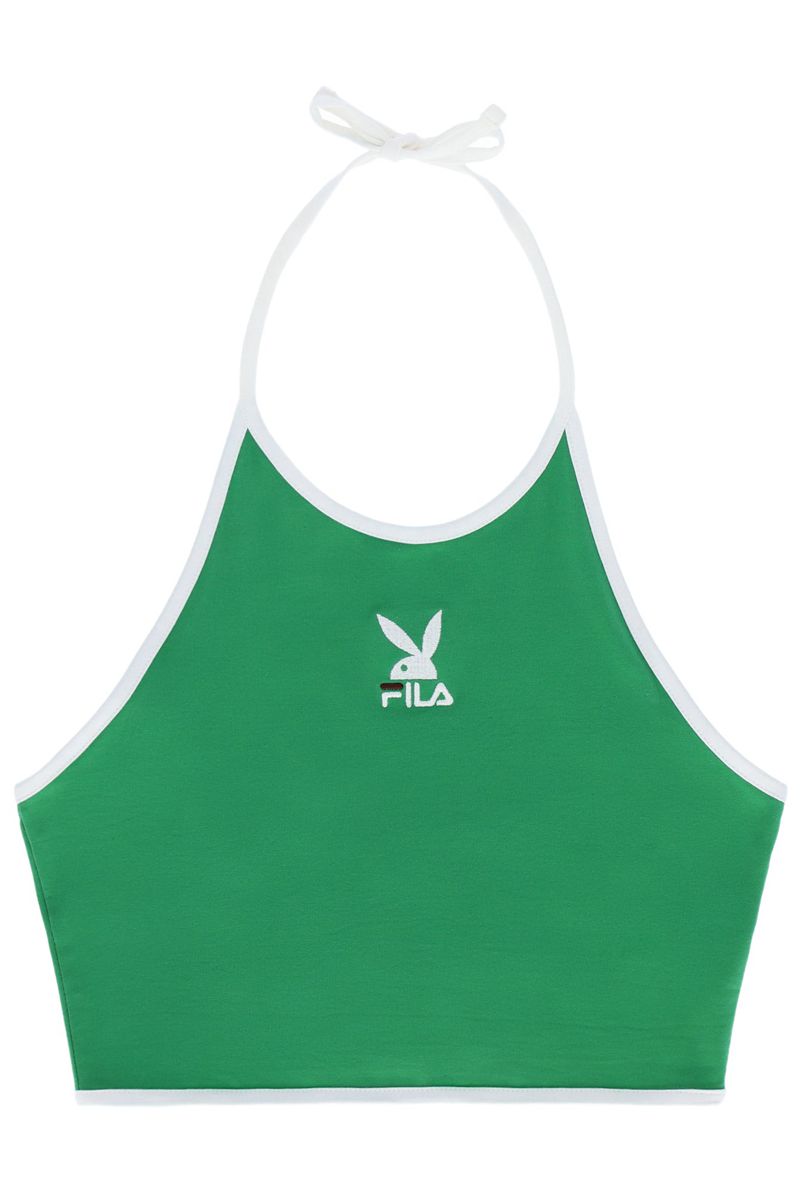 Playboy X Fila Sandra Halter Women\'s Tank Green | 920546IWP