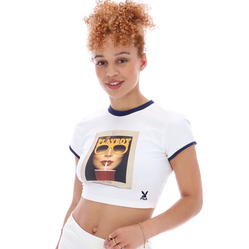 Playboy X Fila Tee Women's Tank White | 915407LSP