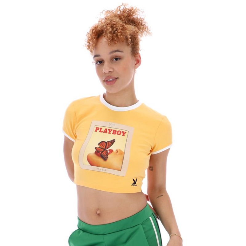 Playboy X Fila Tee Women's Tank Yellow | 835692ZPL