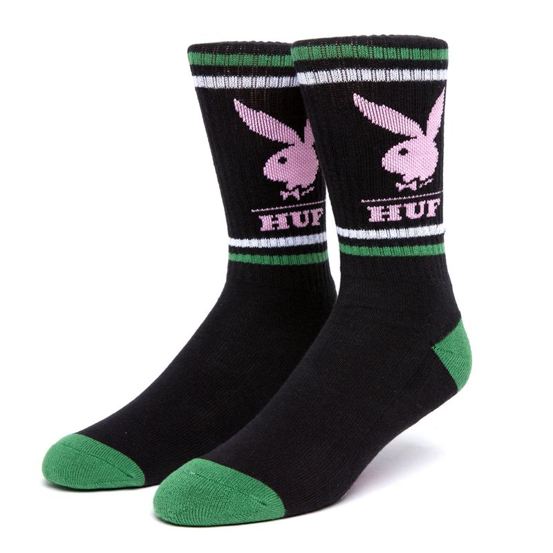 Playboy X Huf Rabbit Head Crew Men\'s Socks Black | 180754BQY